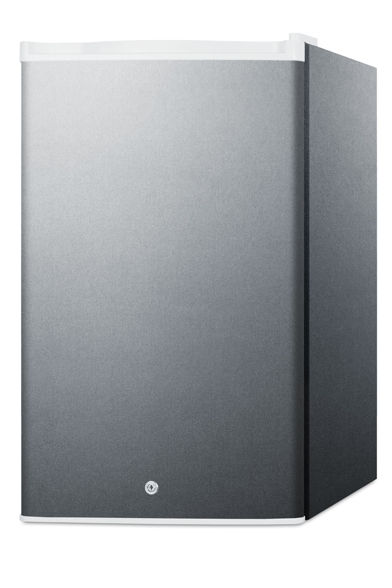 Commercial style built-in capable compact all-refrigerator in stainless steel with digital thermostat